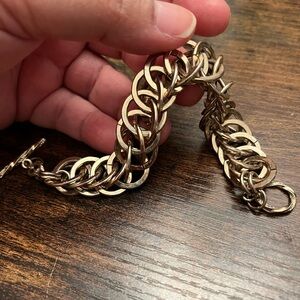 Vintage Thick Chunky Gold Plate/Filled? Bracelet Bangle Cuff Link Bohemian Boho